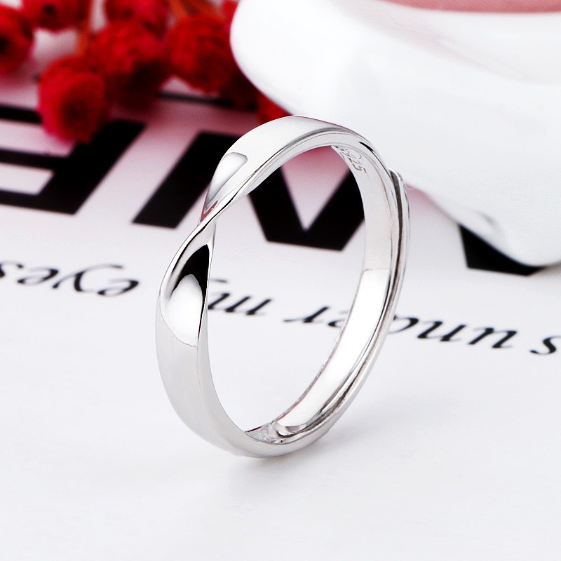 Nhẫn Đôi Dreamsilver, Nhẫn Cặp Bạc Xoắn Chéo Mobious Chỉnh Được Size ND029
