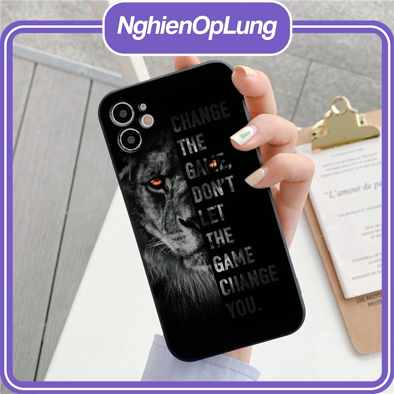 Ốp iphone ốp lưng iphone viền vuông Hình ảnh Rồng và sư tử độc lạ dành cho ip6 đến ip14promax- li199