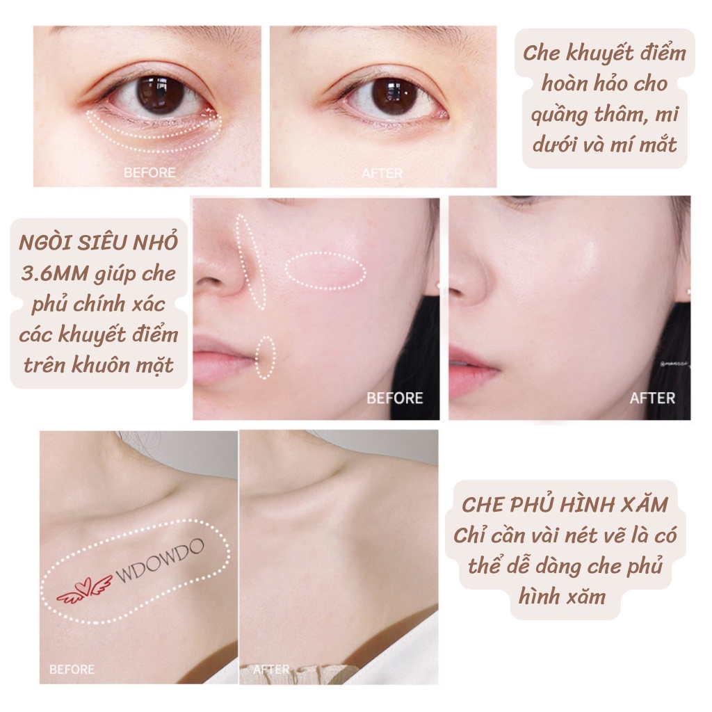 Bút Che Khuyết Điểm Hai Đầu WODWOD Light Concealer Repairing W911