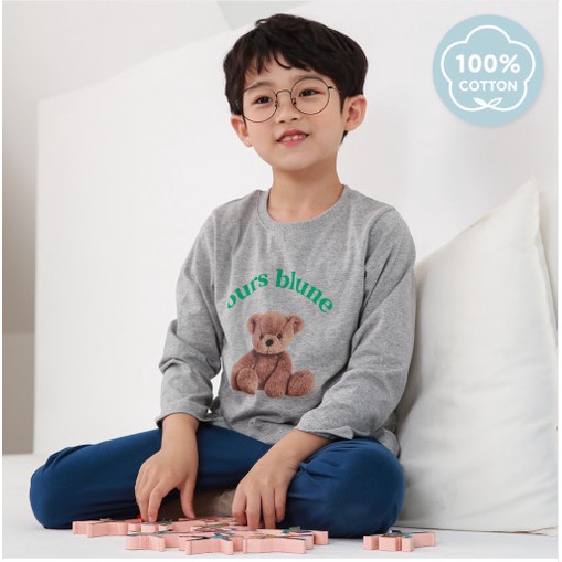 Bộ thun cotton dài xuất Hàn cho bé trai nhiều hình BPI012