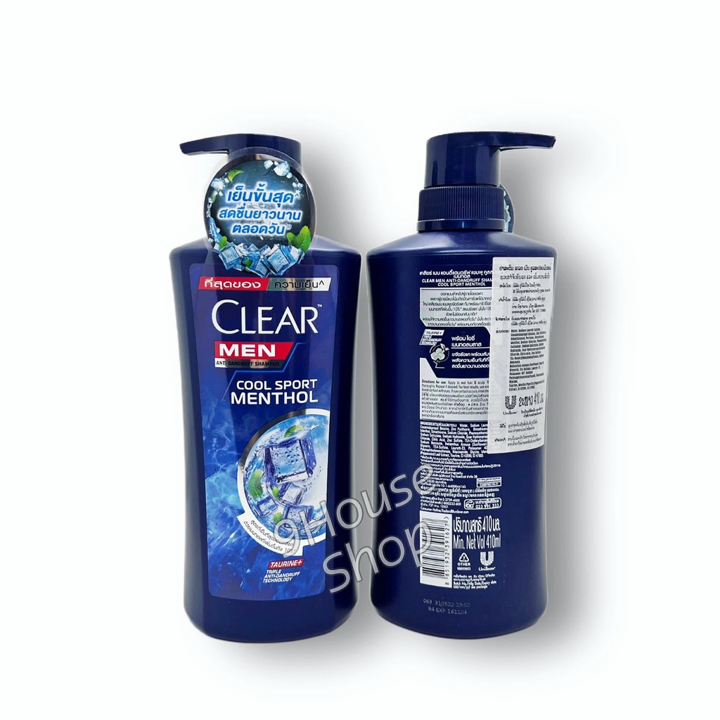 01 Chai Dầu Gội CLEAR MEN COOL SPORT BẠC HÀ Thái Lan 400ml