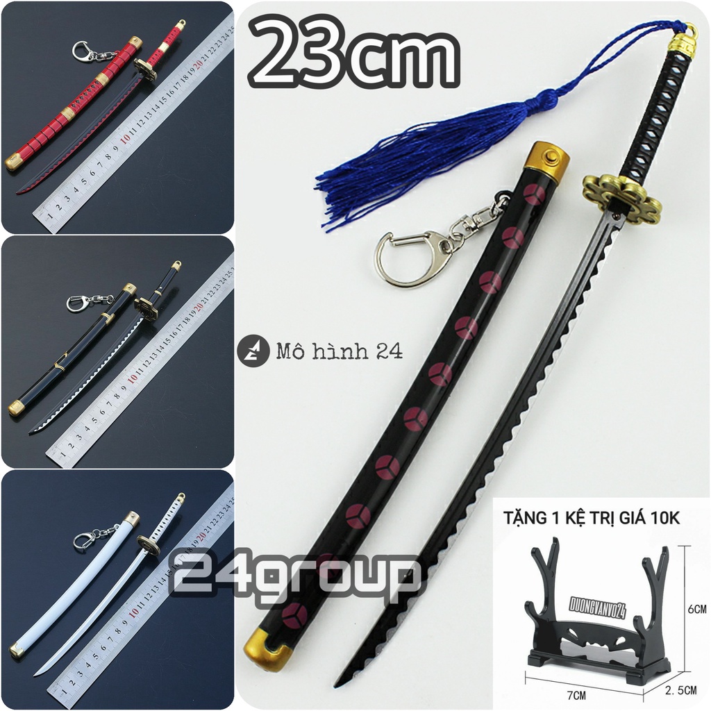 Mô hình One Piece móc khóa Kiếm của Zoro 23cm tặng kệ trưng bày Wado ichadoji Shusui Kitetsu Sandai Enma Nidai Ame n