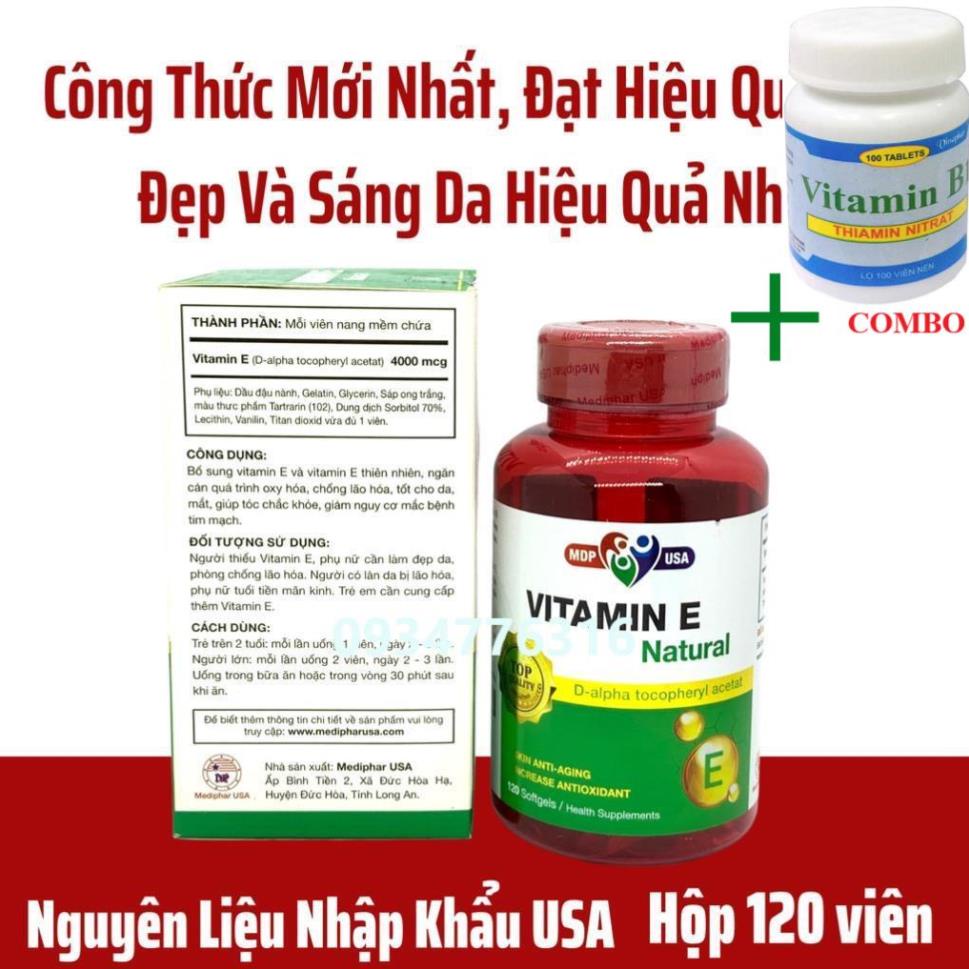 Combo Vitamin B1 chai 100 viên+ ✅ Vitamin E Natural Mediphar USA Viên uống hỗ trợ đẹp da