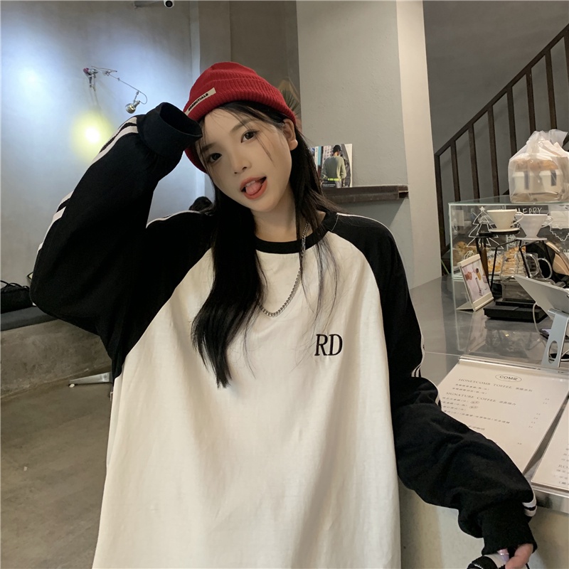 NRVP Áo Thun Nữ Dài Tay Dáng Rộng In Hình Phong Cách Hàn Quốc Kiểu Mới