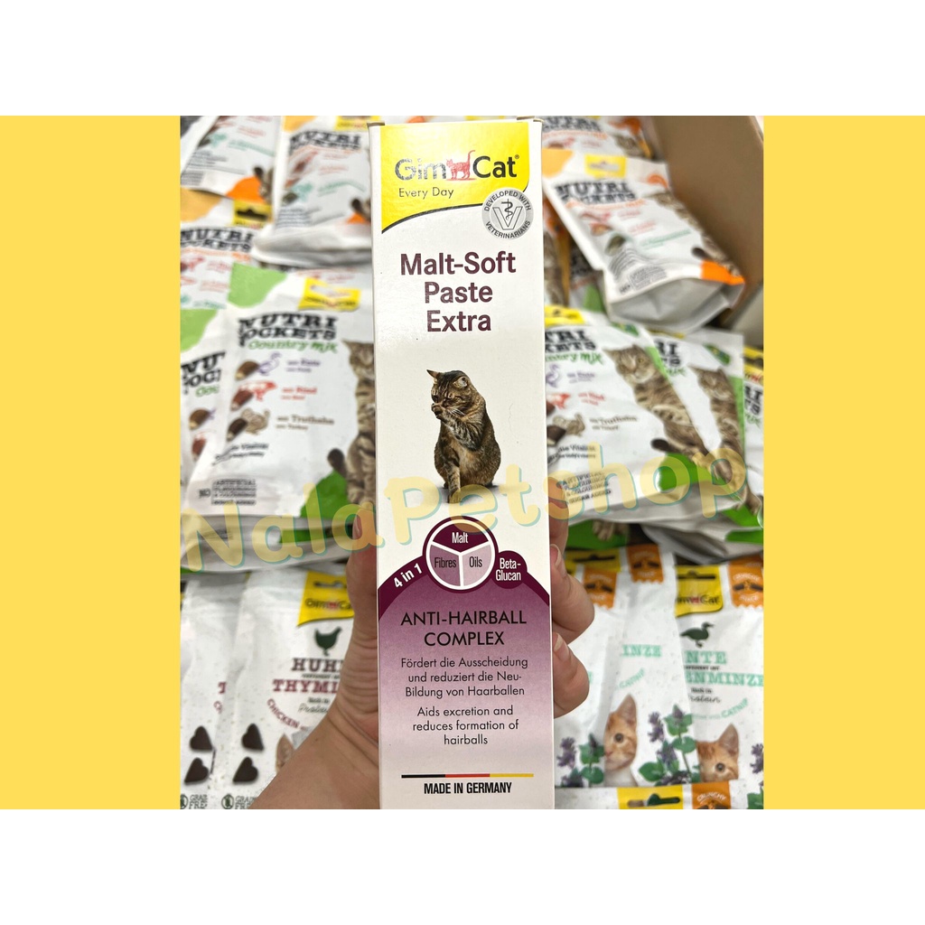 GEL GIMCAT TIÊU BÚI LÔNG 50G NHẬP ĐỨC,GIMCAT MALT-SOFT EXTRA và VỊ GÀ
