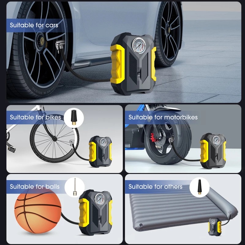 Bơm Xe Hơi 5 Chỗ - 7 Chỗ 150PSI, Bơm Lốp Ô Tô, Xe Hơi Điện Tử Tự Ngắt 12V