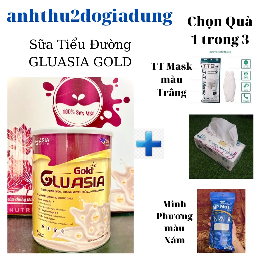 Sữa tiểu đường GluAsia Gold, nguyên liệu nhập khẩu từ Hoa Kỳ 900g, date 2024