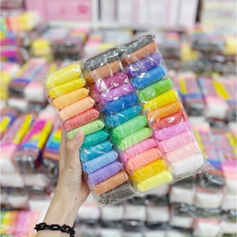 Combo đất sét tự khô Nhật 12 màu an toàn nặn hình cao cấp siêu nhẹ dành cho bé làm butter slime trang trí