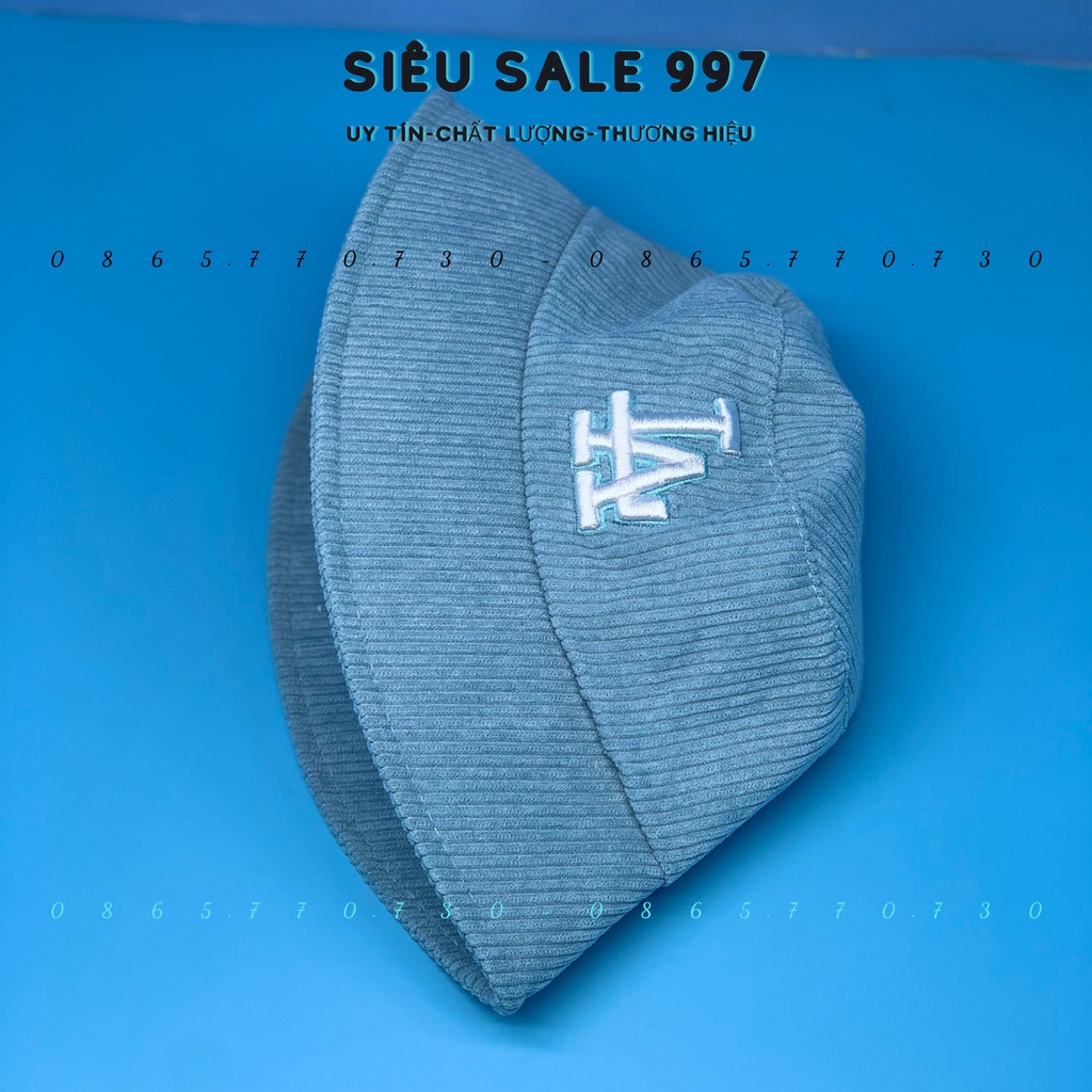 MŨ VÀNH CỤP CHẤT NỈ GÂN THÊU L.A, PHÍA SAU THÊU LOGO VUÔNG M.L.B NHIỀU MÀU CAO CẤP