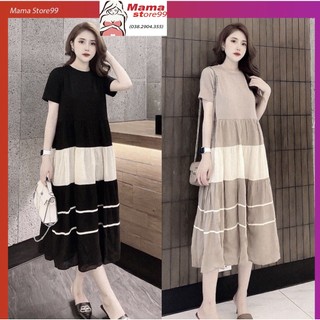 Váy Bầu Mùa Hè. Đầm Bầu Công Sở Cotton Dài Tay Dáng Suông Dài Freesize(45-75kg) V002 Mama Store99