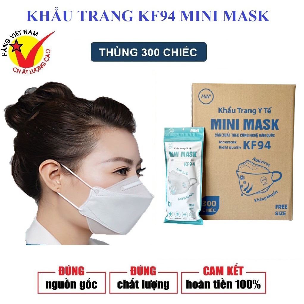 THÙNG 300 CHIẾC KHẨU TRANG 4D KF94 Mini Mask TCHQ