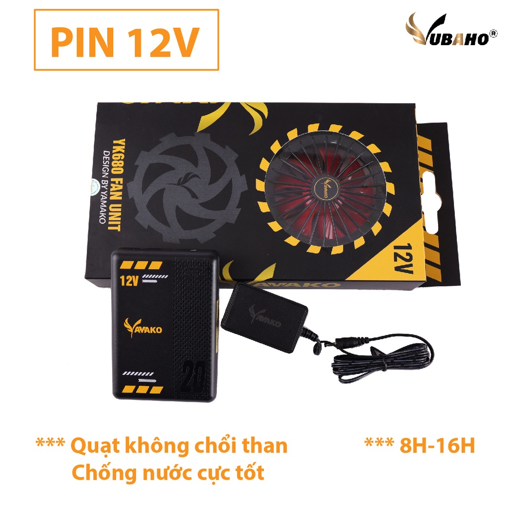 Áo Quạt điều hoà Nhật Bản YAMAKO, Áo quạt điều hoà có mũ Áo bảo hộ lao động, bảo hành 18 tháng - Màu ghi tối