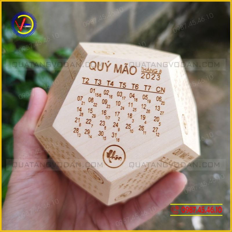 Lịch gỗ 2023 - lịch 12 mặt để bàn (Mẫu âm lịch) – Gỗ Maple cao cấp nhập khẩu