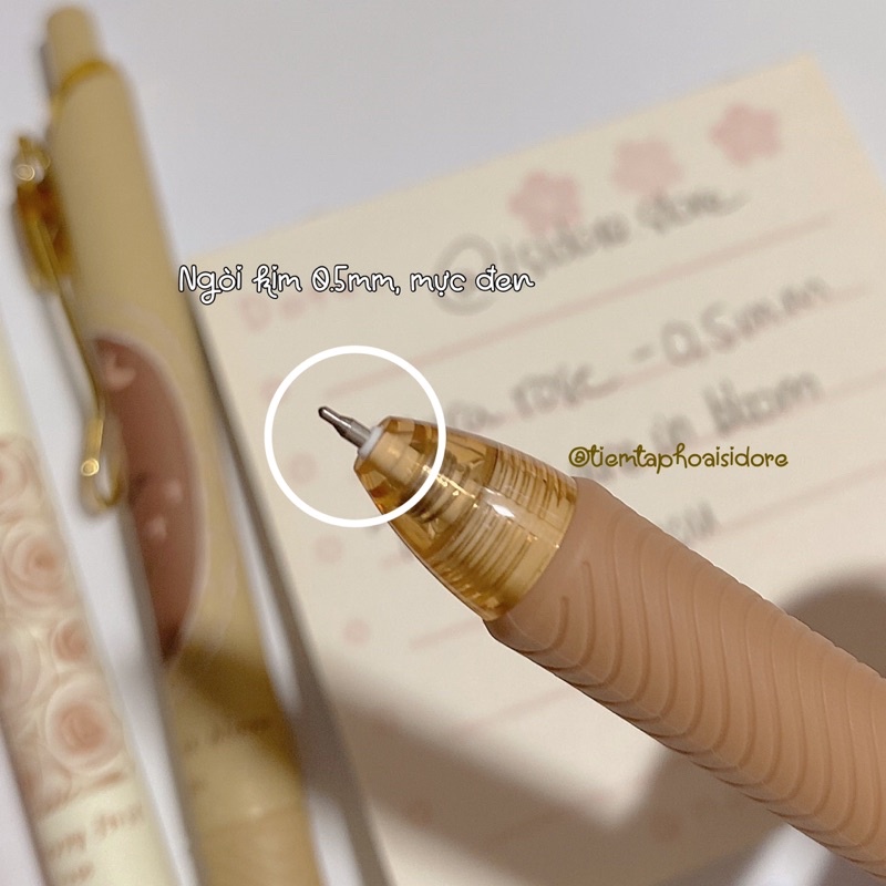 Bút bi gel bấm MURA ngòi 0.5mm LOVE AND ROSE🌹✨🌈
