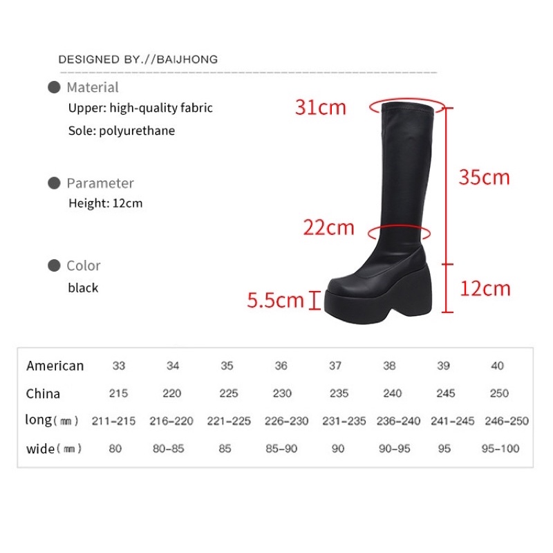 BỐT ĐÙI B55 PLATFORM ĐẾ CAO 12CM