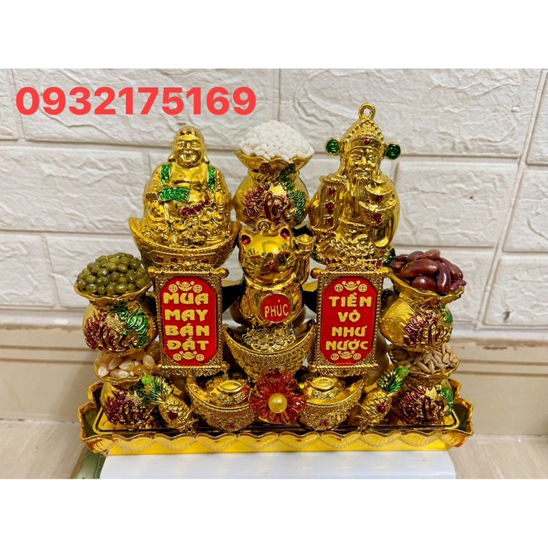 Khay tỏi ngũ đậu túi vàng tam ông chiêu tài hút lộc