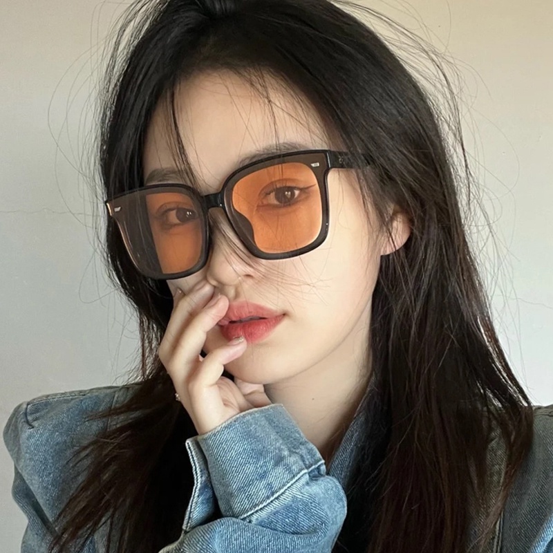 Kính Chống Nắng Chống Tia UV Gọng Vuông Lớn Màu Vàng Cổ Điển Phong Cách Hàn Quốc Thời Trang Cho Nam Và Nữ