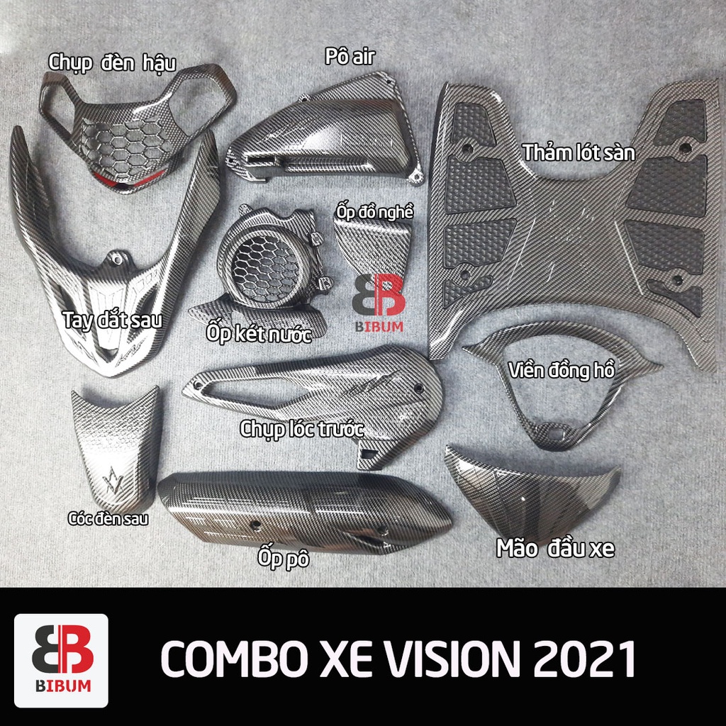 Full ốp phụ kiện xe Vision 2021 carbon