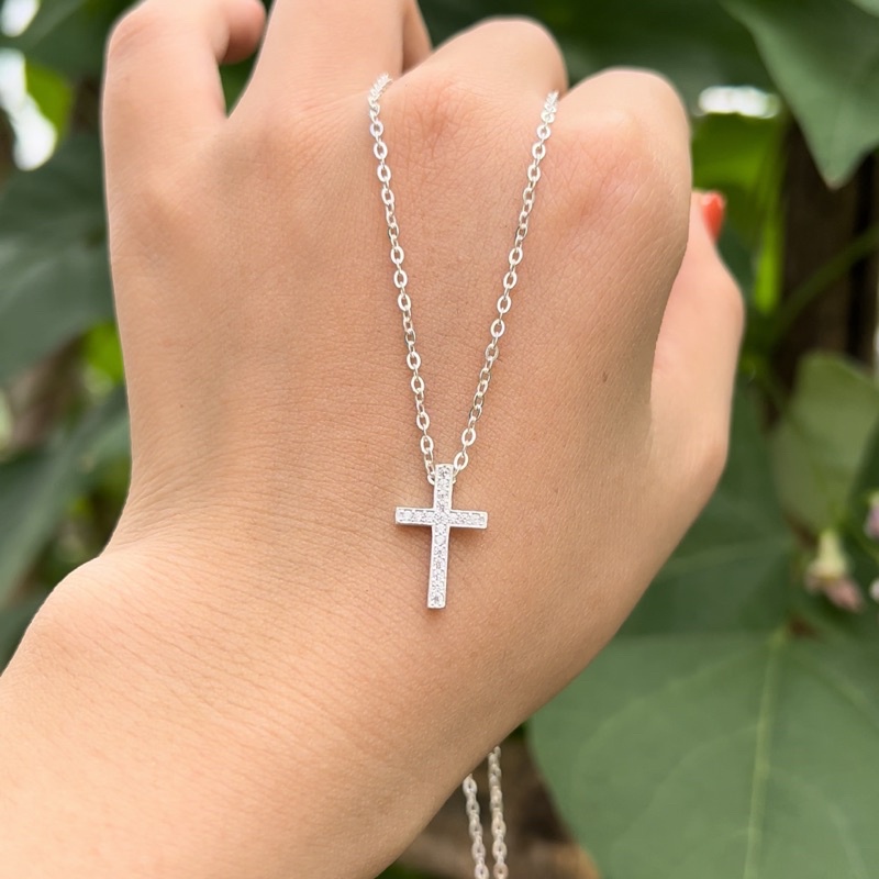 Dây chuyền thánh giá đá basic bạc DaLiA Jewelry vòng cổ bạc chữ thập đẹp cá tính bạc thật có ý nghĩa