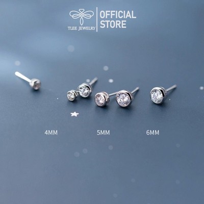 Khuyên tai bạc TLEE mẫu tròn bao đá sang trọng TLEE JEWELRY B0242