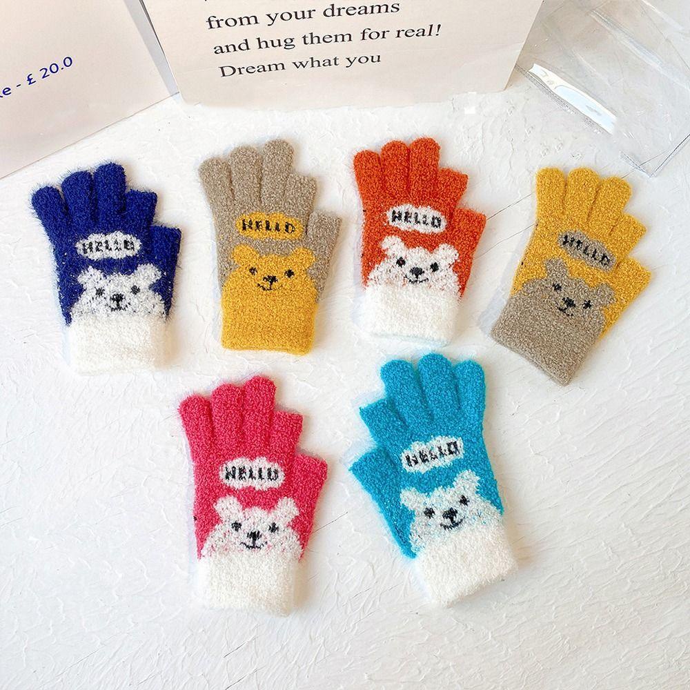 Đôi Găng Tay Giữ Ấm Chống Gió Họa Tiết Gấu Hoạt Hình Dễ Thương Cho Bé