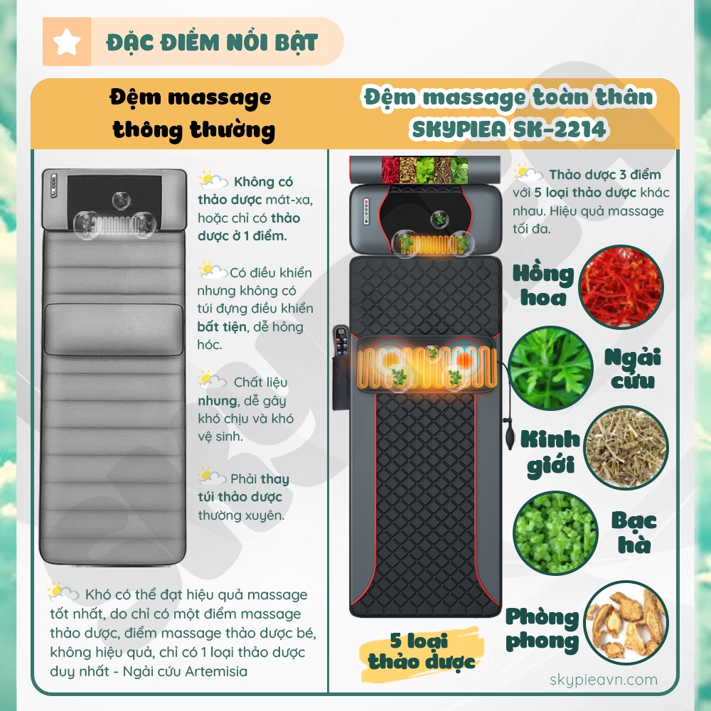 Đệm massage toàn thân hồng ngoại da PU - mát xa cổ, vai, gáy - gối massage TC-2214