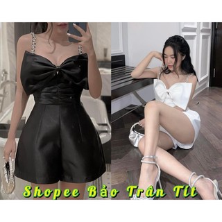 Jumpsuit 2 dây viền cườm nơ ngực