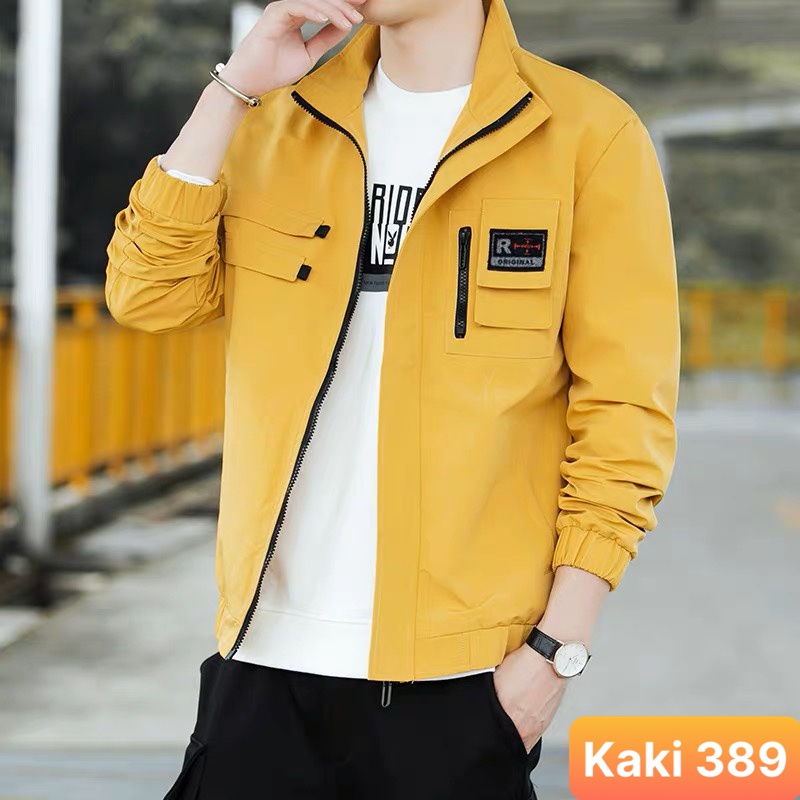 Áo khoác kaki nam nữ chất liệu kaki 2 lớp cao cấp màu vàng form dáng bomber tay dài LAVADO1 Nhiều mẫu mới