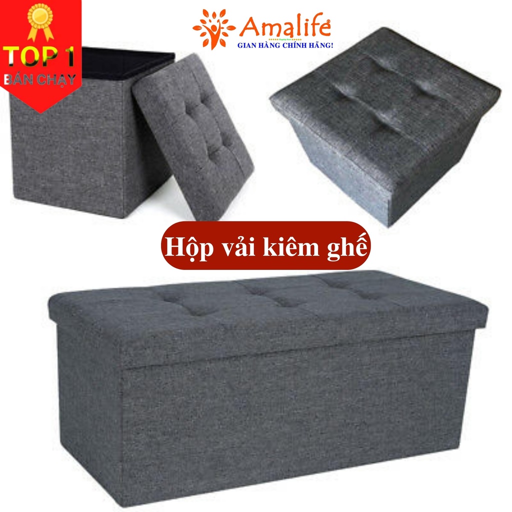 Hộp Đựng Đồ Siêu Cứng, Rộng Kiêm Ghế Ngồi Đa Năng 2 Trong 1 Gấp Gọn Đựng Quần Áo TD5 Bọc Đệm Chính Hãng Amalife