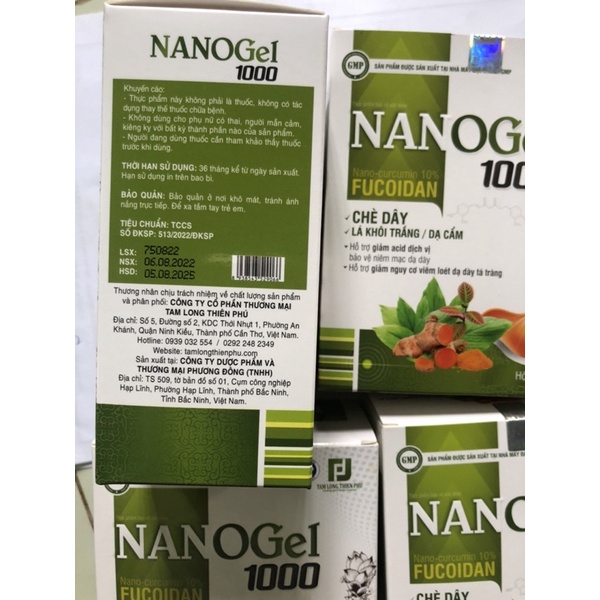 NANOGEL 1000 -giảm đau da dày tá tràng -Tam Long Thiên Phú hộp 20 gói