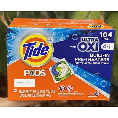 Thùng Viên Giặt Tide PODS Ultra Oxi Liquid Detergent 104 viên (Thùng)