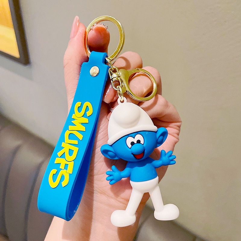 Móc Khóa Silicon Hình Smurf Hoạt Hình Sáng Tạo Dễ Thương