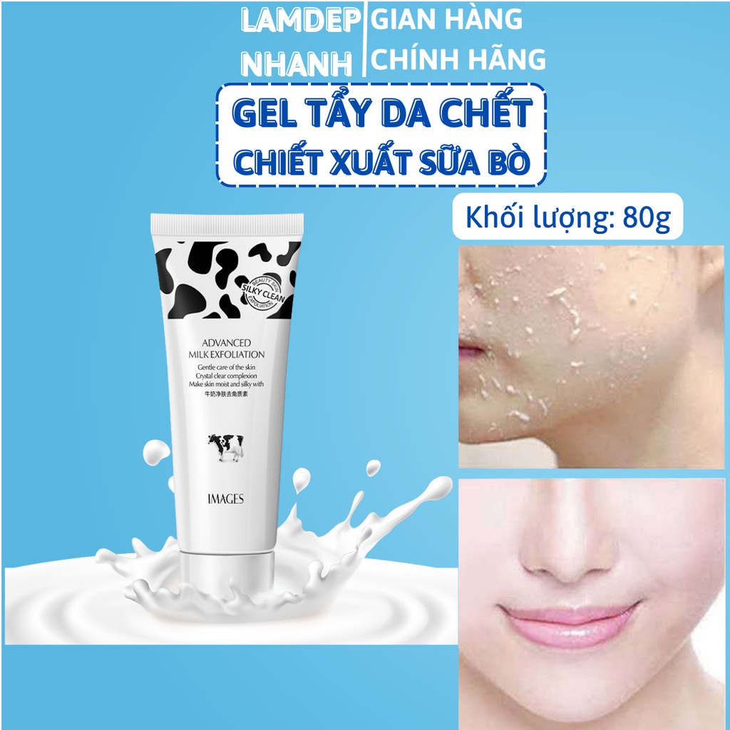 Gel Tẩy Tế Bào Chết Làm Mềm Mịn, Ngăn Lão Hóa Da IMAGES Chiết Xuất Sữa Bò 80g