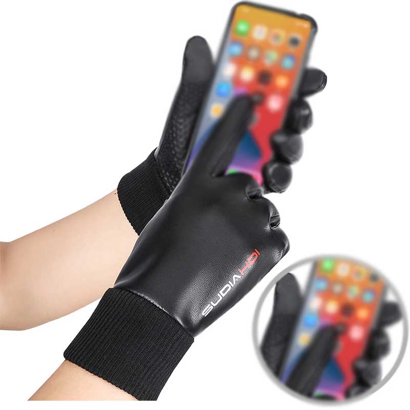 1 Đôi Găng Tay Da PU Chống Lạnh Giữ Ấm Cảm Ứng Màn Hình