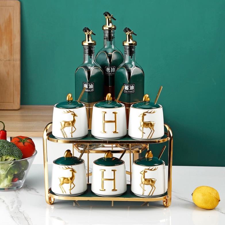 Bộ Gia Vị Hoạ Tiết Hình Hươu Sang Trọng Cao Cấp