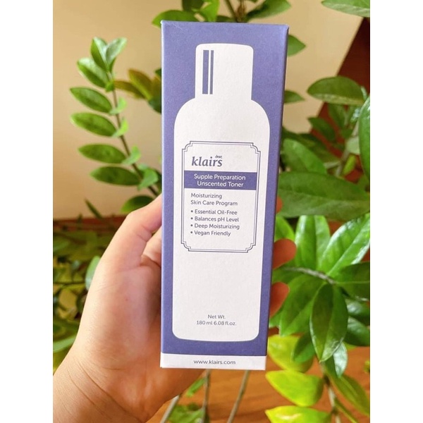 Nước hoa hồng không mùi dưỡng ẩm da và làm mềm da Klairs Supple Preparation Unscented 180ml