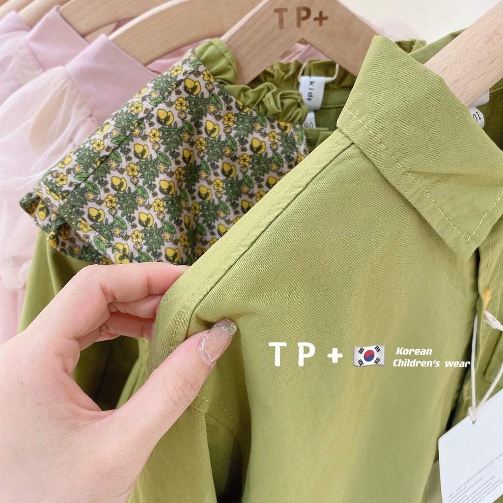 Đầm midi Tay Dài Cổ Tròn In Họa Tiết Hoa / Quả Bơ Màu Xanh Bơ Phong Cách Hàn Quốc Thời Trang Mùa Xuân 2022 Cho Bé Gái