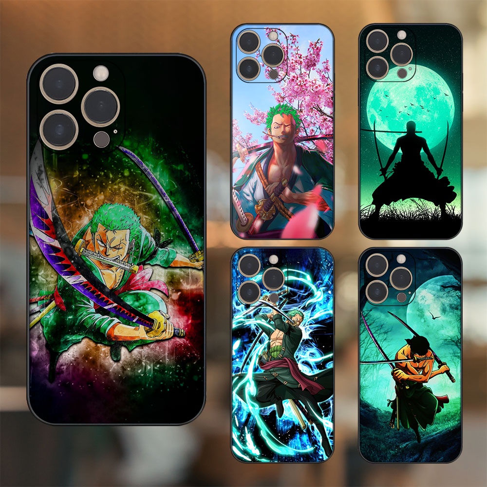 Ốp lưng iPhone 14 Pro dẻo đen cạnh vuông in hình Zoro One Piece