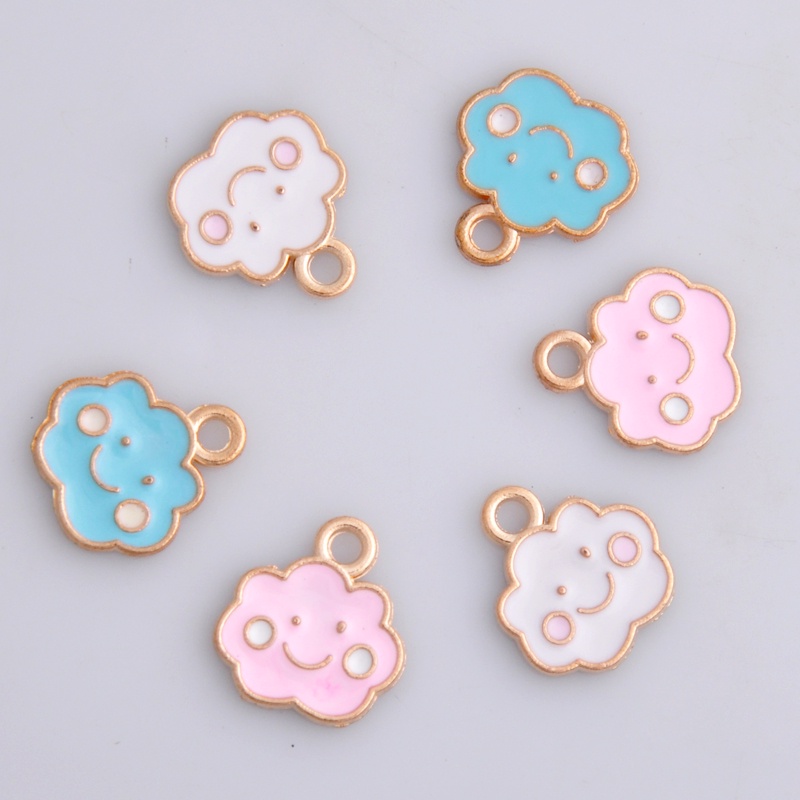 Bộ 4 Mặt Vòng cổ Hình Đám Mây Mặt Cười Tráng Men Bằng Hợp Kim Dùng Làm Trang Sức DIY