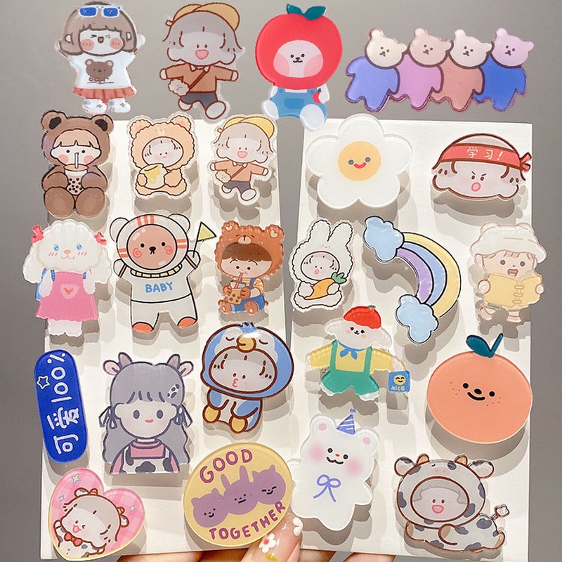 Huy Hiệu Cài Áo Nhựa Acrylic - Pin Cài BALO Hộp Bút, Sticker Trang Trí, Phụ Kiện Khuy Dễ Thương AMKO