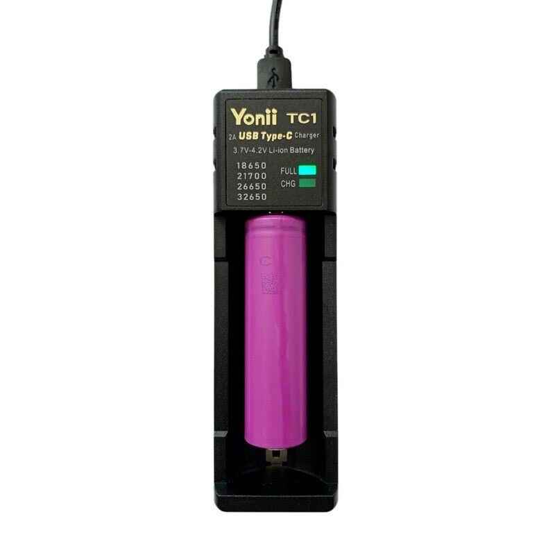 Yonii TC1 Sạc nhanh Li-ion 2A Type-C cho pin 18560/20700/21700/26650…..