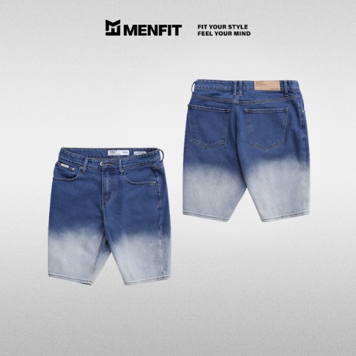 Quần short jean nam xanh cao cấp MENFIT S46 chất denim co giãn nhẹ 2 chiều, chuẩn form, thời trang