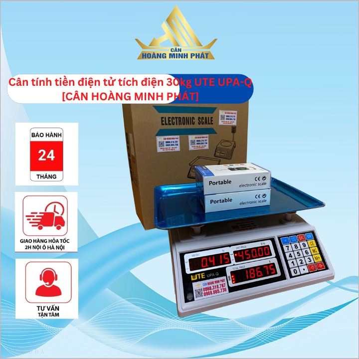 Cân điện tử tính tiền hàng siêu thị tạp hóa nhà hàng UTE UPA-Q 30kg/5g tiện dụng, Bảo hàng 2 năm [ CÂN HOÀNG MINH PHÁT ]