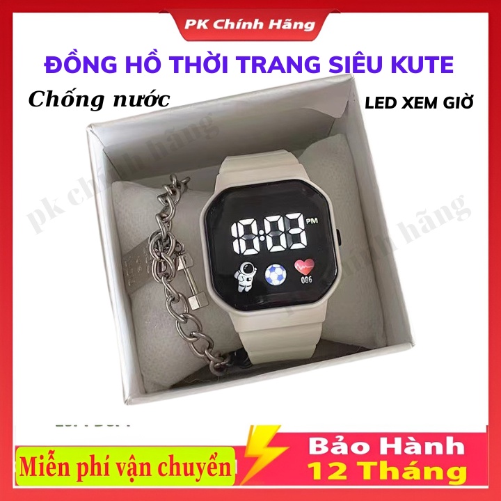 Đồng hồ đeo tay điện tử màn hình led mặt vuông dây Silicon, Phù Hợp Cả Nam Nữ, Chống Nước Tốt, Bảo Hành 12 THáng