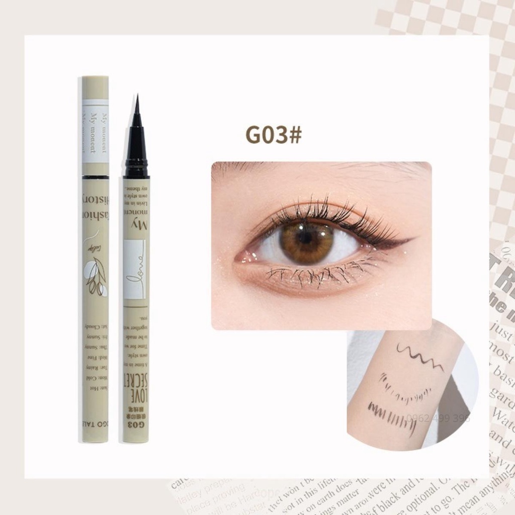 Bút Kẻ Mắt GOGO TALES nét mảnh chống trôi nước Ultra-Fine Waterproof Liquid Eyeliner GT391 hàng chính hãng