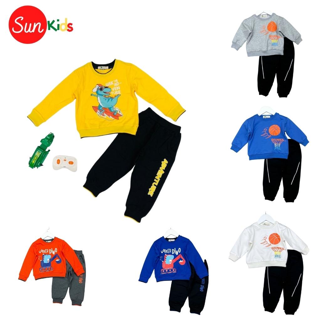 Bộ thu đông bé trai, đồ bộ cho bé trai, bộ nỉ cho bé chất da cá, size 2-8 tuổi - SUNKIDS