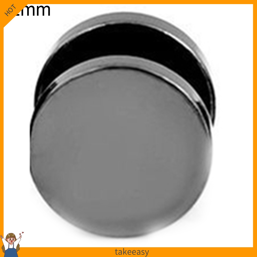 Khuyên tai màu đen bằng thép không gỉ kiểu dáng tròn 3mm - 14mm phong cách punk thời trang cho nam