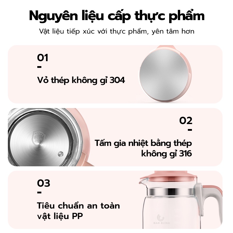 HAN RIVER Máy đun nước pha sữa 24 giờ nhiệt độ - Hàng chính hãng