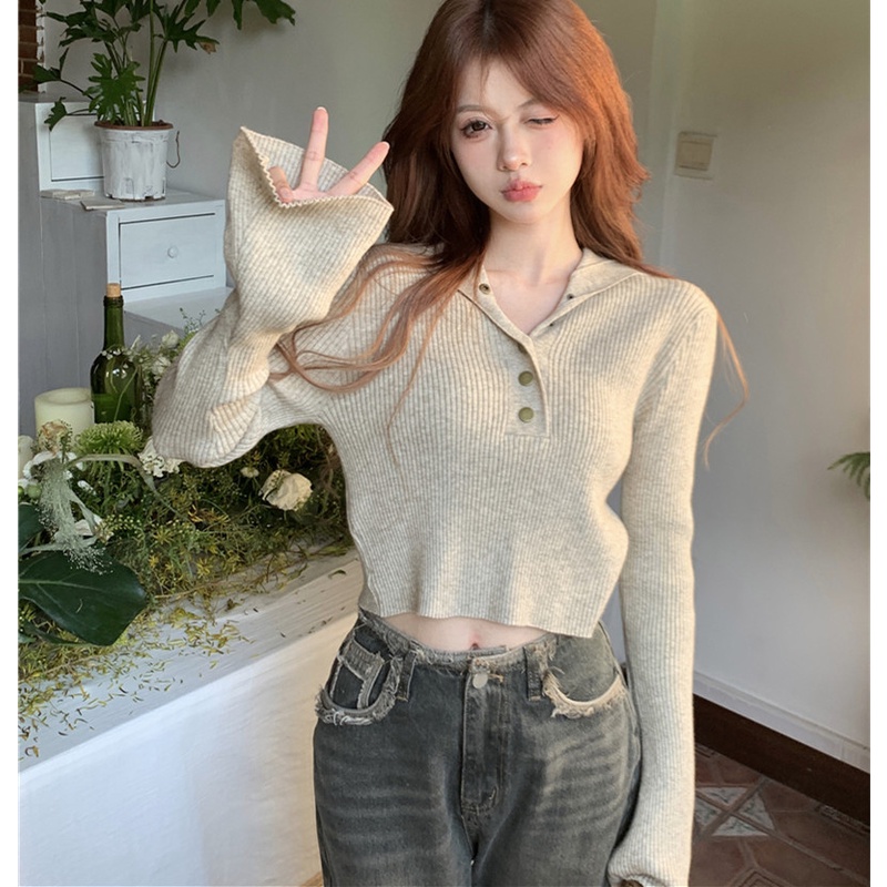 Áo Sweater Dệt Kim Tay Dài Dáng Rộng Thiết Kế Thanh Lịch Hợp Thời