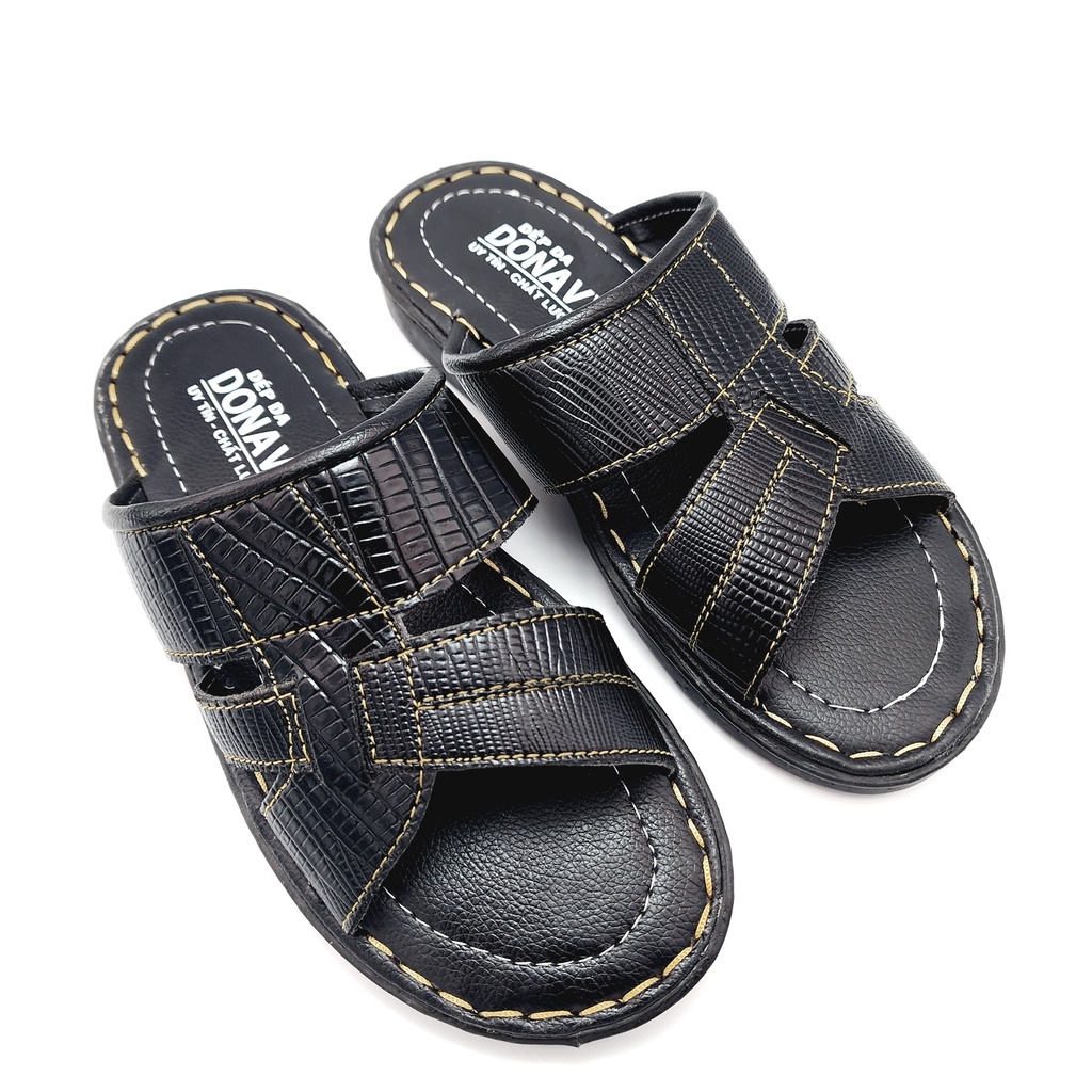 Dép 02 quai ngang nam da donavy cao cấp hàng công ty chất lượng D.2qog